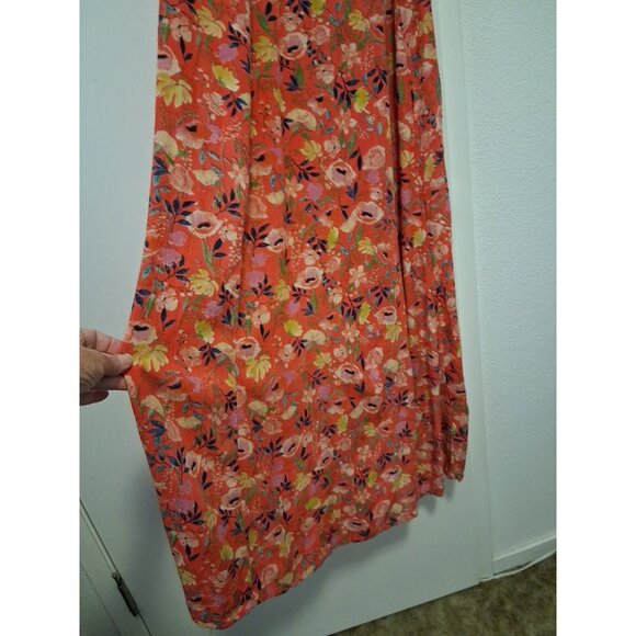 Rip Curl Long Maxi Floral Dress Spaghetti Strap Orange Yellow Pink Small NWT - Picture 3 of 7